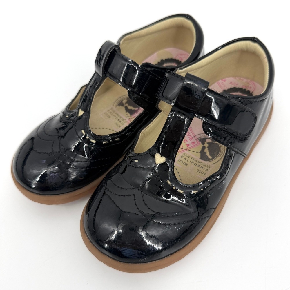 Livie and Luca Girl's Amica Black T-Strap Mary Jane Shoes Sz 10 Patent Leather